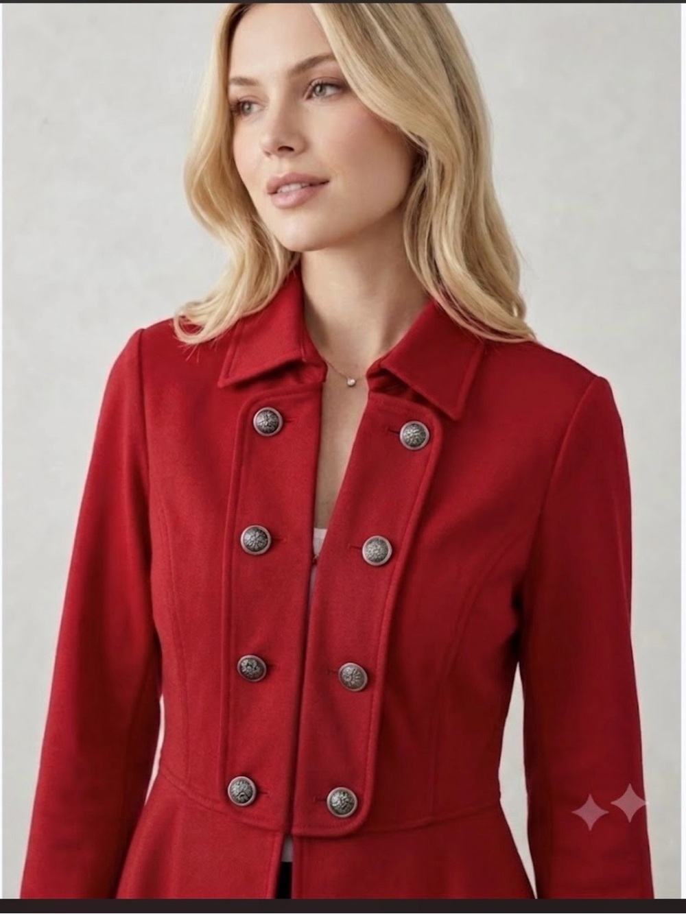 🔴 Chic Military-Style Cropped Red Jacket- S-M